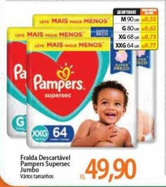 Atacadão Fralda Descasrtável Pampers Supersec Jumbo oferta