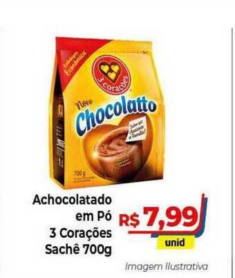 Hiper Moreira Achocolatado Em Pó 3 Corações 700g oferta