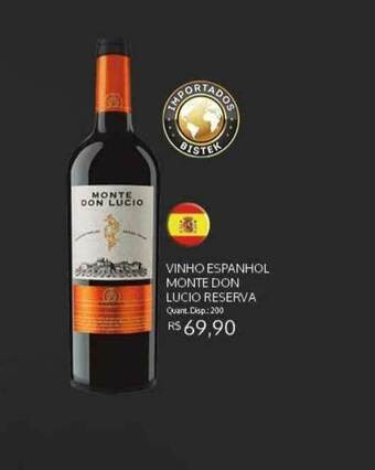 Bistek Supermercados Vinho Espanhol Monte Don Lucio Reserva oferta