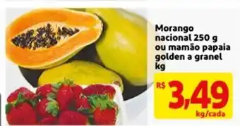 Mercado Extra Morango nacional 250g ou mamao papaia golgen a granel 1kg oferta