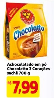 Mercado Extra Achocolatado em po Chocolatto 3 Corações 700g oferta
