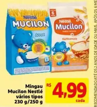 Mingau Mucilon Nestle varios tipos 230g/250g
