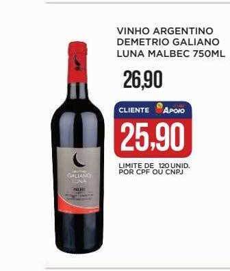Apoio Mineiro Vinho argentino demetrio galiano luna malbec oferta