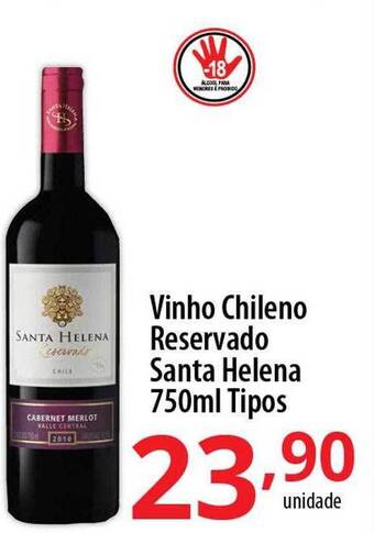 Vinho chileno reservado santa helena tipos