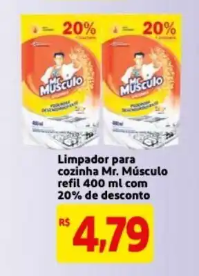 Limpador para cozinha Mr.Musculo refil 400ml com 20% desconto