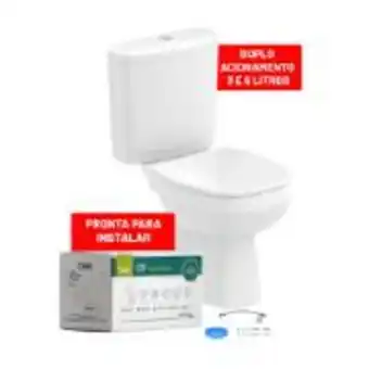 Bacia sanitária com caixa acoplada 3 6l branco com kit de...