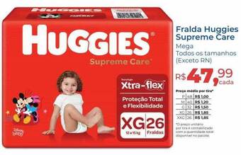 Hiper Farma Fralda huggies supreme care mega oferta