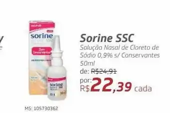 Drogal Sorine ssc solução nasal de cloreto de sódio 0.9% s- conservantes oferta