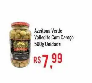 Azeitona verde vallecito com caroço unidade