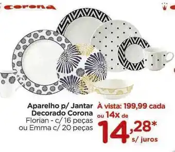 Aparelho p jantar decorado corona