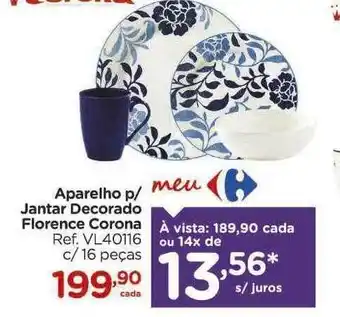 Carrefour Aparelho p jantar decorado florence corona oferta