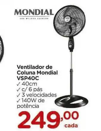 Carrefour Ventilador de coluna mondial vsp40c oferta