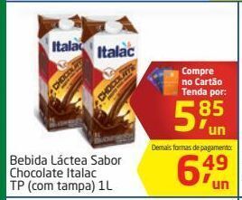 Tenda Atacado Bebida láctea chocolate italac 1l oferta