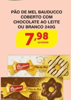 Roldão Pão de mel bauducco coberto com chocolate ao leite ou branco 240g oferta