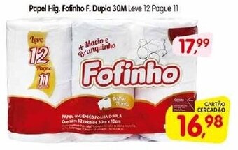 Cercadão Papel Hig. Fofinho F. Dupla 30m oferta