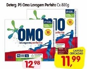 Cercadão Deterg. po Omo Lavagem Perfeita cx 800g oferta