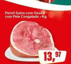 Pernil suíno com osso ae com pele congelado