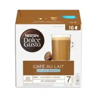 Supermercados Pague Menos Cápsula dolce gusto café com leite desnatado com 16 unidades 160g oferta