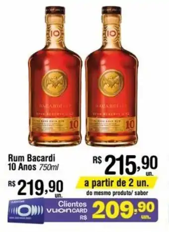 Fort Atacadista Rum Bacardi 10 anos 750ml oferta
