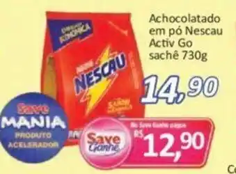 Supermercados Savegnago Achocolatado em po Nescau Activ Go Sache 730g oferta