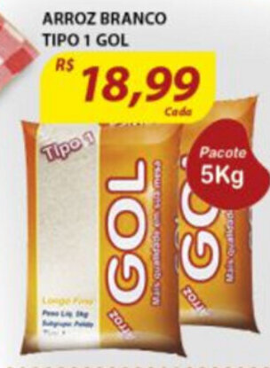Assaí Atacadista Arroz Branco Tipo 1 Gol 5kg oferta