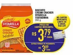 Mercantil Rodrigues Biscoito cream cracker vitarella 350g oferta