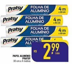 Papel alumínio pratsy 30cm x 4m