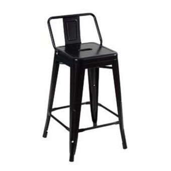 Banqueta iron tolix com encosto - 61 cm - industrial - aço - vintage - preto