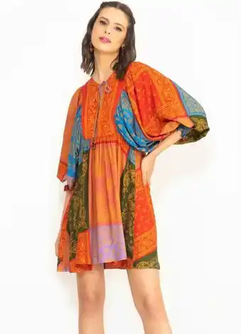 Posthaus Farm - vestido curto de viscose sonho de bandana vermelho oferta