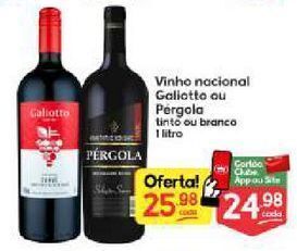 Supermercados Princesa Vinho nacional galiotto ou pérgola 1lt oferta