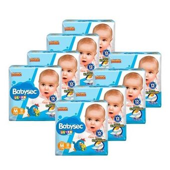 Fralda babysec ultra jumbinho tamanho m - 8 pacotes com 18