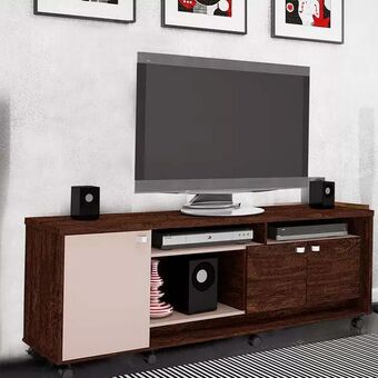 Rack para tv até 55" 3 portas mdp com rodízios dallas lukaliam