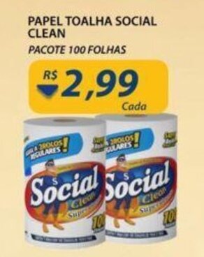 Assaí Atacadista Papel Toalha Social Clean 100 folhas oferta
