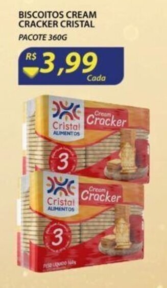 Biscoitos Cream Cracker Cristal 360g