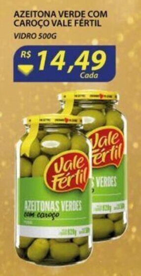 Assaí Atacadista Azeitona Verde com Caroco Vale Fertil 500g oferta