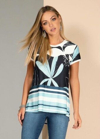 Posthaus Quintess - blusa barrado marinho alongada oferta