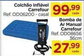Carrefour Colchão inflável carrefour, bomba de ar manual carrefour oferta