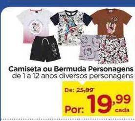 Carrefour Camiseta ou bermuda personagens oferta