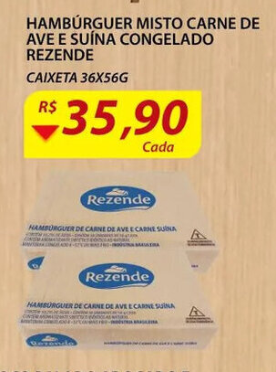 Assaí Atacadista Hamburguer misto carne de Ave e Suina cong. Rezende 36x56g oferta