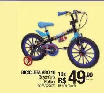 Bicicleta aro 16 boys girls nathor