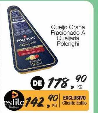 Supermercado Dalben Queijo grana fracionado a queijaria polenghi oferta