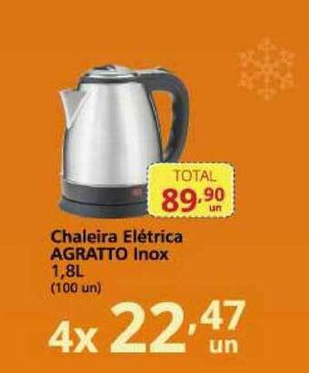 Chaleira Elétrica Agratto Inox 1.8L