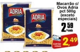 Higa's Supermercado Macarrao c/ Ovos Adria 500g oferta