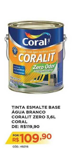 Tinta Esmalte Base água Branco Coralit Zero 3.6l Coral