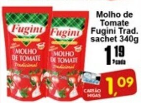Higa's Supermercado Molho de Tomate Fugini Trad. sachet 340g oferta