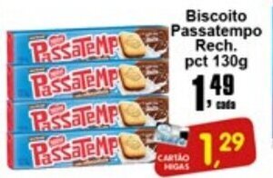 Higa's Supermercado Biscoito Passatempo Rech. 130g oferta