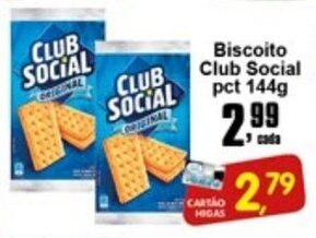 Higa's Supermercado Biscoito Club Social 144g oferta