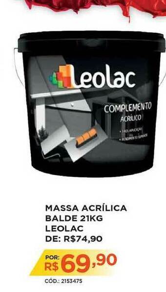 Massa Acrílica Balde 21kg Leolac