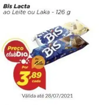 Dia Bis Lacta ao leite ou laka 126g oferta