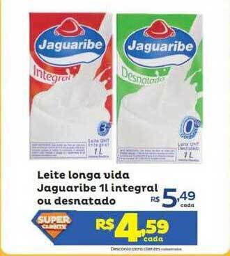 Super Lagoa Leite longa vida jaguaribe integral ou desnatado oferta